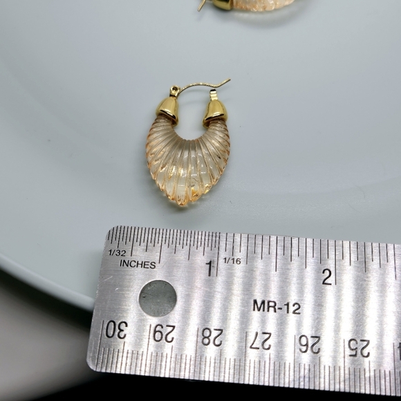 Elegant Gold and Light Orange Color Hoop Earrings - Picture 8 of 17